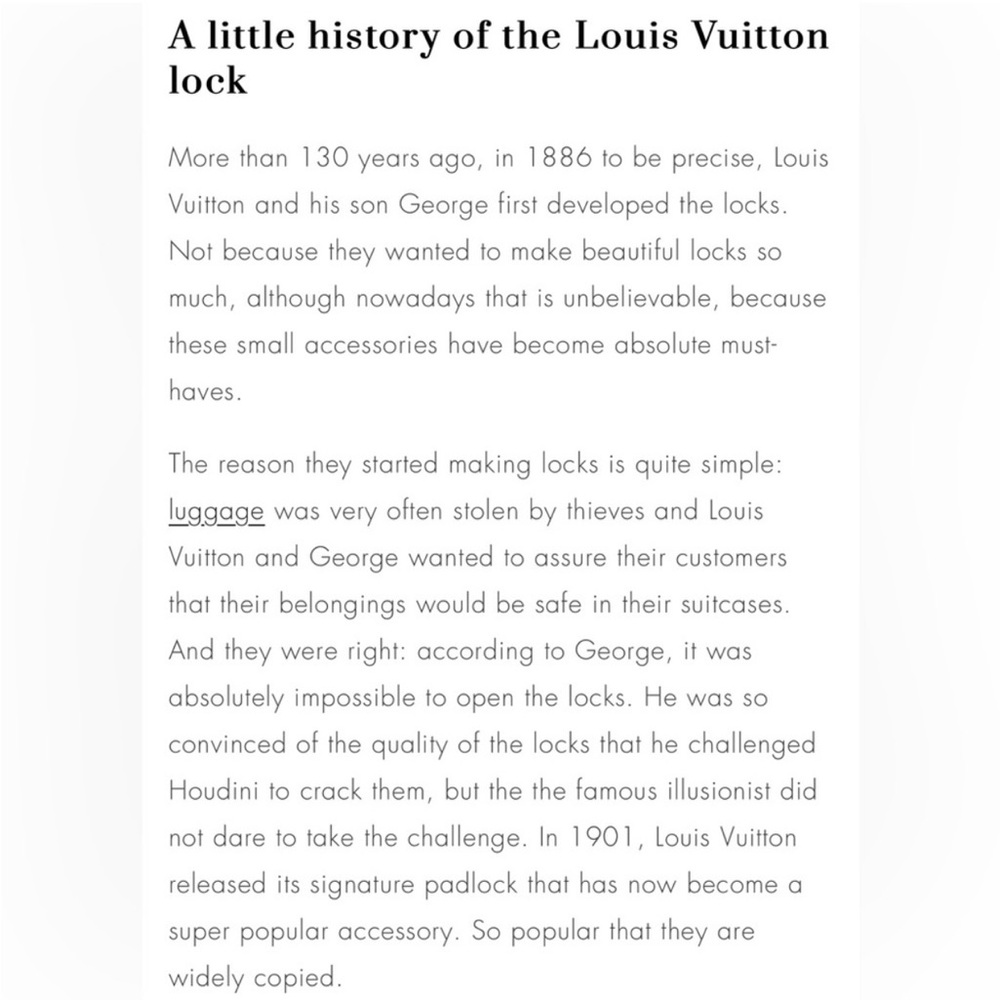 COPY - Louis Vuitton Brass Lock & Key Set - Picture 7 of 16